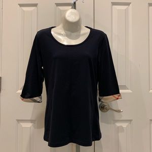 Black Burberry Brit 3/4 Sleeve Shirt